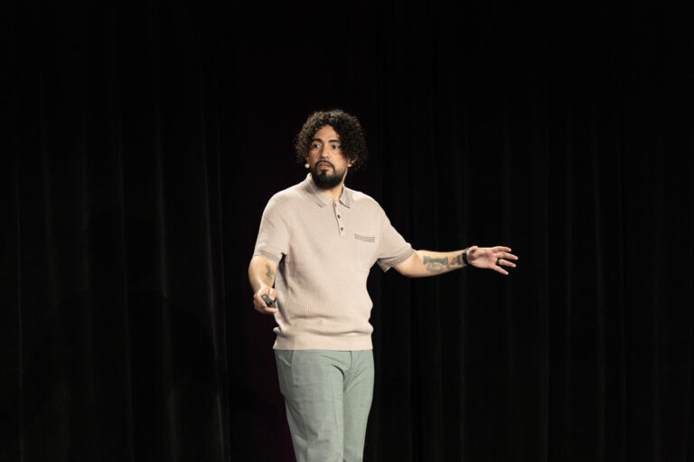 Ray Martinez making expressive gestures at SEO Week 2026
